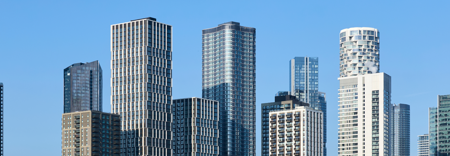 Cityscape of London buildings
