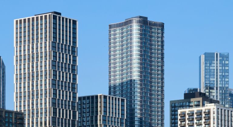 Cityscape of London buildings